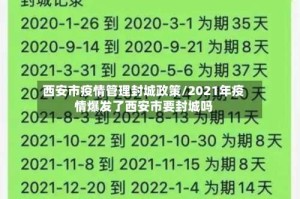 西安市疫情管理封城政策/2021年疫情爆发了西安市要封城吗